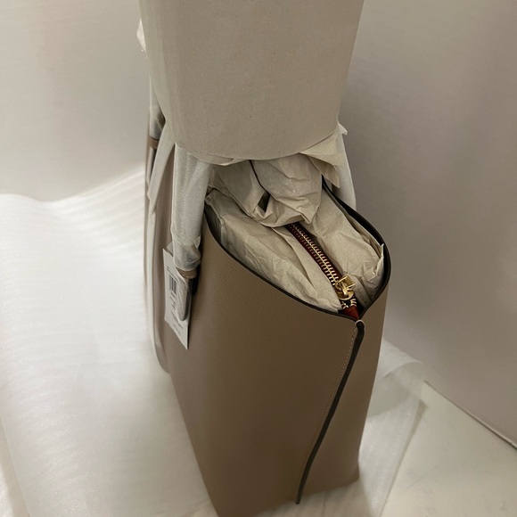 Coach Brown Leather Tote with Gold Accents color / taupe oxblood - Picture 14 of 16